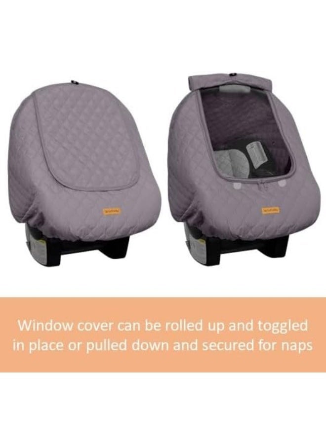 liuliuby Baby Car Seat Weather Shield - Warm Quilted Winter Cover with Clear Window for Infant Carseat - Keeps Babies & Newborn Protected in Cold - Car Seat Cover for Boys & Girls (Gray) - Image 4