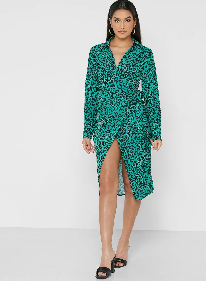 boohoo Animal Print Midi Dress