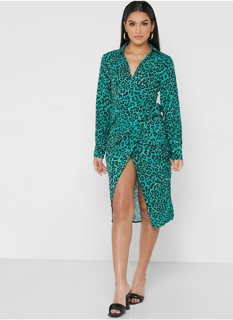 boohoo Slit Hem Printed Dress  - Image 4