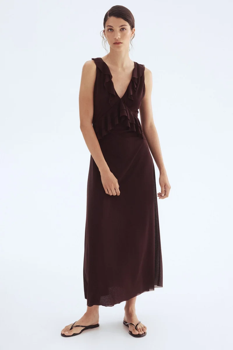 اتش اند ام فستان مزين بكشكشة