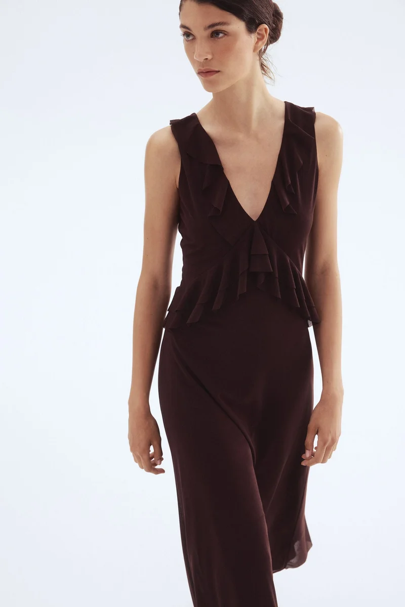 اتش اند ام فستان مزين بكشكشة