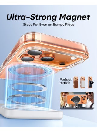 جراب لهاتف iPhone 17 Pro Max مع حامل حلقي مغناطيسي قابل للدوران 360 درجة [متوافق مع Mag-Safe] [حماية من الدرجة العسكرية] جراب خلفي شفاف للهاتف (شفاف، iPhone 17 Pro Max) - view 3