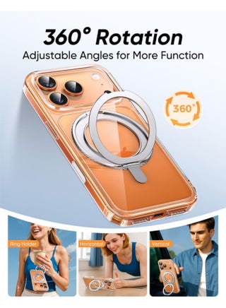 جراب لهاتف iPhone 17 Pro Max مع حامل حلقي مغناطيسي قابل للدوران 360 درجة [متوافق مع Mag-Safe] [حماية من الدرجة العسكرية] جراب خلفي شفاف للهاتف (شفاف، iPhone 17 Pro Max) - view 2