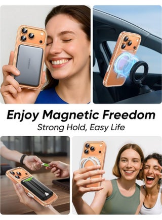 جراب لهاتف iPhone 17 Pro Max مع حامل حلقي مغناطيسي قابل للدوران 360 درجة [متوافق مع Mag-Safe] [حماية من الدرجة العسكرية] جراب خلفي شفاف للهاتف (شفاف، iPhone 17 Pro Max) - view 5