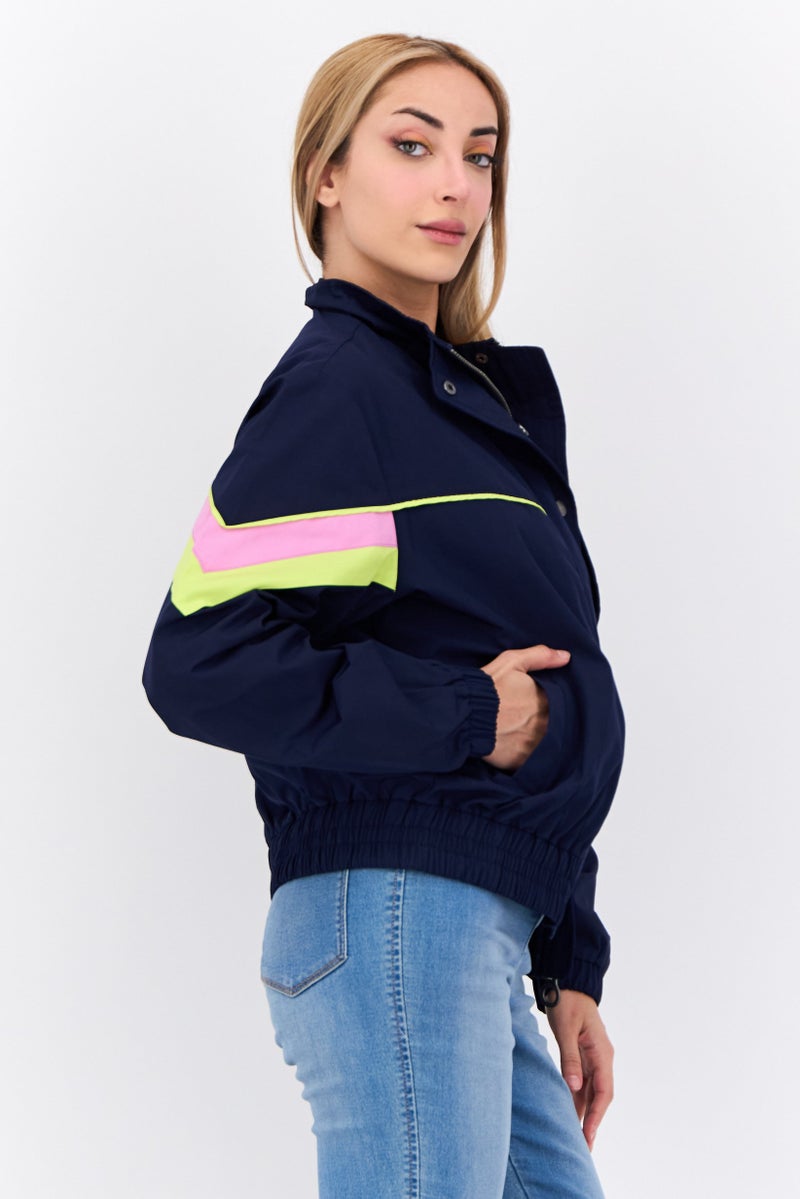 Lyle & Scott Women Brand Logo Full Zip Jacket, Navy - Image 3