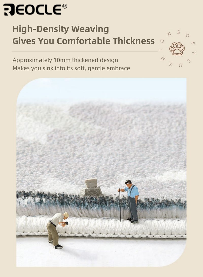 ريوكل سجادة فخمة مزخرفة بالأزهار بتصميم فرنسي وشكل غير منتظم مصنوع من بوليستر سميك، سجادة مناسبة للغسيل الآلي لتزيين غرفة النوم أو غرفة المعيشة. - Image 3