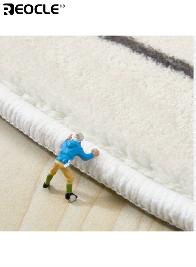 ريوكل سجادة فخمة مزخرفة بالأزهار بتصميم فرنسي وشكل غير منتظم مصنوع من بوليستر سميك، سجادة مناسبة للغسيل الآلي لتزيين غرفة النوم أو غرفة المعيشة. - Image 5