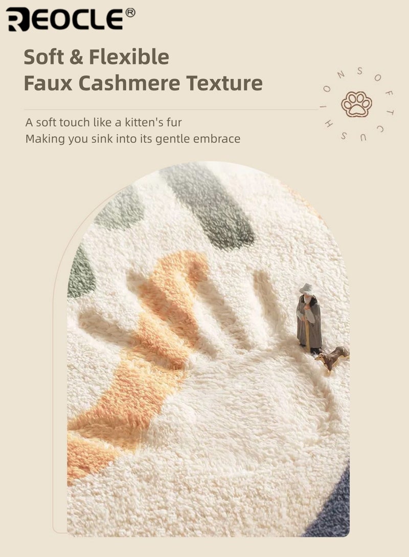 ريوكل سجادة فخمة مزخرفة بالأزهار بتصميم فرنسي وشكل غير منتظم مصنوع من بوليستر سميك، سجادة مناسبة للغسيل الآلي لتزيين غرفة النوم أو غرفة المعيشة. - Image 2