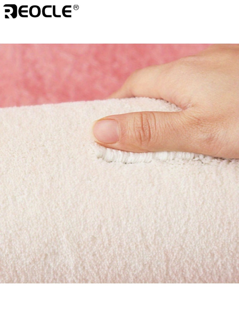 ريوكل سجادة فخمة مزخرفة بالأزهار بتصميم فرنسي وشكل غير منتظم مصنوع من بوليستر سميك، سجادة مناسبة للغسيل الآلي لتزيين غرفة النوم أو غرفة المعيشة. - Image 4