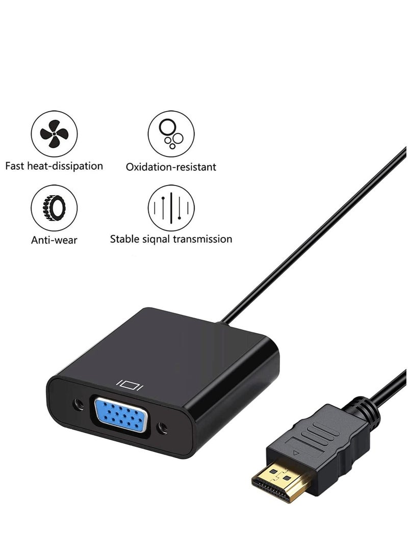 محول HDMI إلى VGA مطلي بالذهب محول HDMI ذكر إلى أنثى متوافق مع أجهزة الكمبيوتر المكتبية والكمبيوتر المحمول والكمبيوتر الشخصي وجهاز عرض HDTV Chromebook Raspberry Pi Roku Xbox والمزيد - Image 2