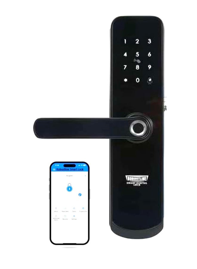 ROBUSTLINE Electronic Smart Front Door Lock With 5 Function- Fingerprint Digital Deadbolt Smart Ic Card Keyless Bluetooth Key Smart App Remote Control 2 Years Warranty  - Image 1