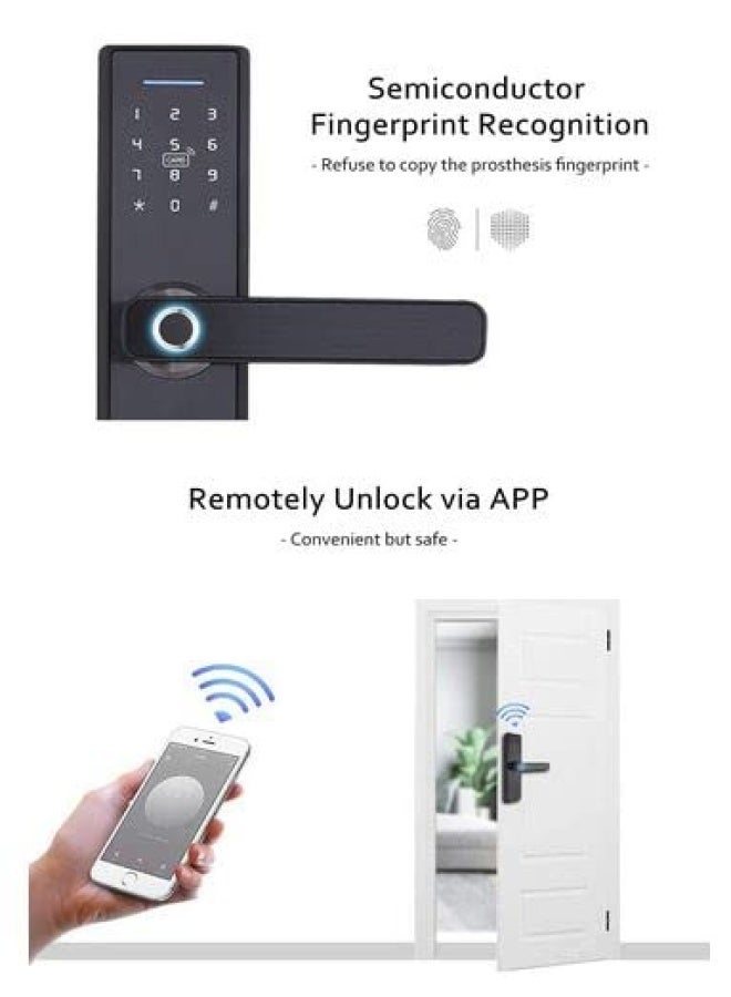 ROBUSTLINE Electronic Smart Front Door Lock With 5 Function- Fingerprint Digital Deadbolt Smart Ic Card Keyless Bluetooth Key Smart App Remote Control 2 Years Warranty  - Image 4