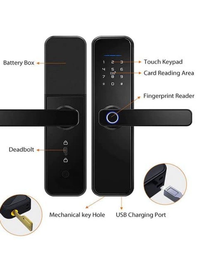 ROBUSTLINE Electronic Smart Front Door Lock With 5 Function- Fingerprint Digital Deadbolt Smart Ic Card Keyless Bluetooth Key Smart App Remote Control 2 Years Warranty  - Image 2