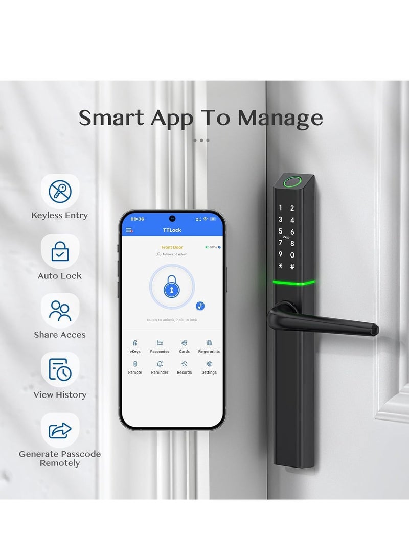 ROBUSTLINE - Electronic Smart Front Door Lock With 5 Function- Fingerprint Digital Deadbolt Smart Ic Card Keyless Bluetooth Key Smart App Remote Control 2 Years Warranty - Image 1