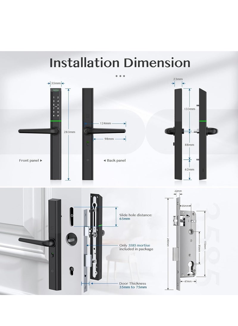 ROBUSTLINE - Electronic Smart Front Door Lock With 5 Function- Fingerprint Digital Deadbolt Smart Ic Card Keyless Bluetooth Key Smart App Remote Control 2 Years Warranty - Image 1