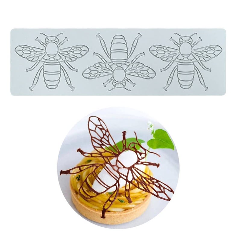 TUKE Silicone Molds 3D Hollow Leaf Chocolate Molds Honeycomb Bee Candy Mold Flower Pattern Fondant Mold Cake Topper Sugar Craft Decoration (G_Bee_12.8 * 3.8 * 0.12inch) - Image 1