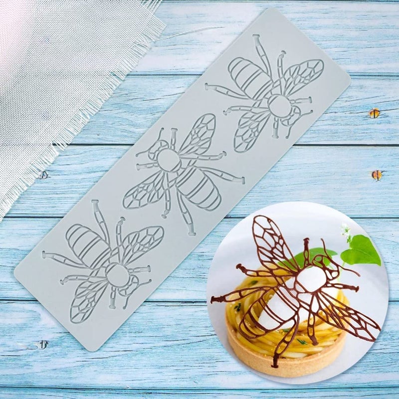 TUKE Silicone Molds 3D Hollow Leaf Chocolate Molds Honeycomb Bee Candy Mold Flower Pattern Fondant Mold Cake Topper Sugar Craft Decoration (G_Bee_12.8 * 3.8 * 0.12inch) - Image 2
