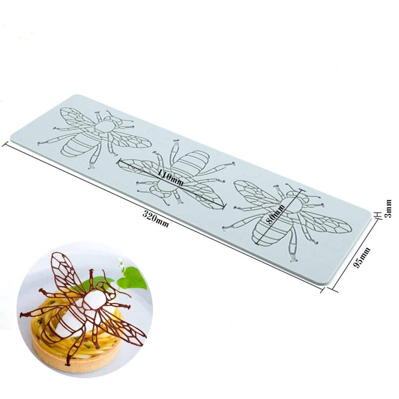 TUKE Silicone Molds 3D Hollow Leaf Chocolate Molds Honeycomb Bee Candy Mold Flower Pattern Fondant Mold Cake Topper Sugar Craft Decoration (G_Bee_12.8 * 3.8 * 0.12inch) - Image 3