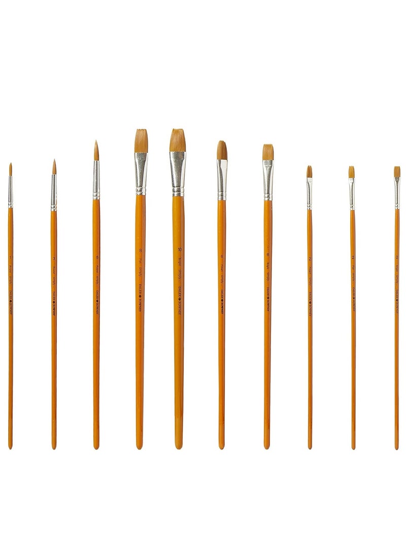 Daler Rowney - 10-Piece Gold Taklon Synthetic Paint Brushes With Long Handles - Image 1