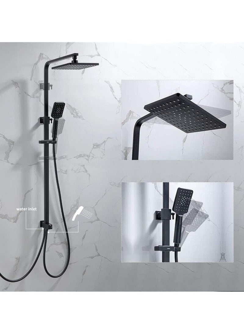 Black shower head with shower head, square shower head - Image 1