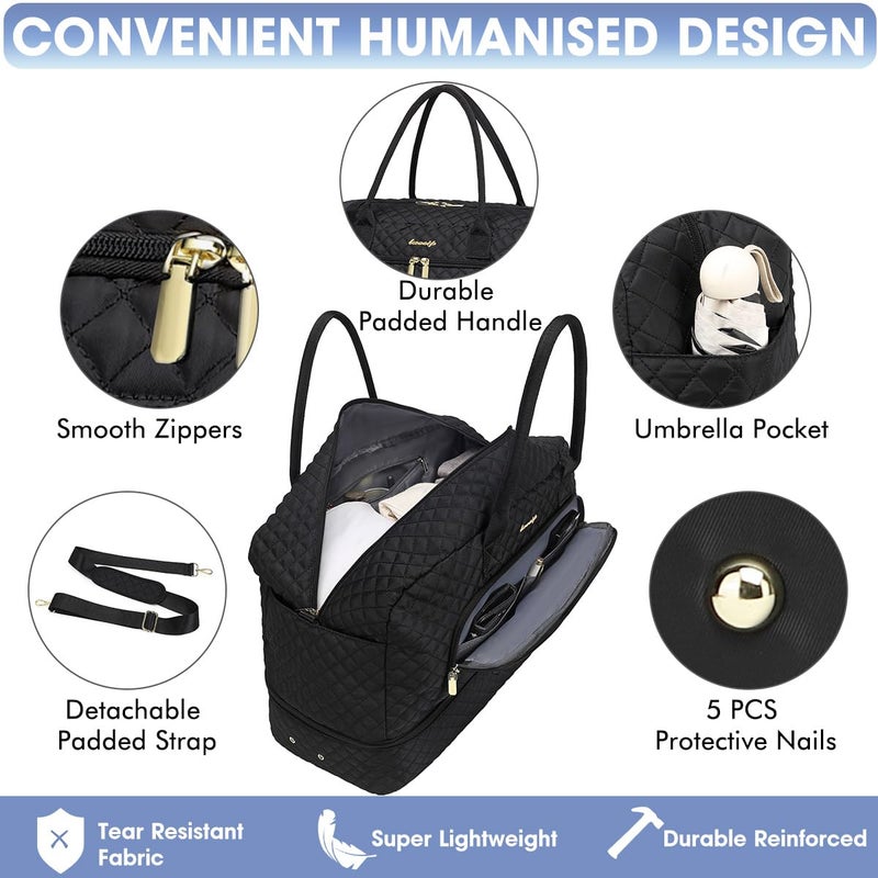 LUOCIP Travel Duffle Bag Weekender for Women - 38L Carry-On Overnight Personal Item Bag with Shoe Compartment & Wet Pocket Weekend Tote Bags with Toiletry Hospital Bags for Labor and Delivery - Image 3