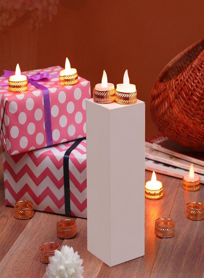 Kaameri Bazaar 12 Pcs Metal Tealight Candle Holder Round Stands for Pooja thali, Diwali Rangoli puja Room Decor, Events, Home, Living, Office Table, Diwali Decoration Indoor Outdoor Events (Bronze) - Image 4