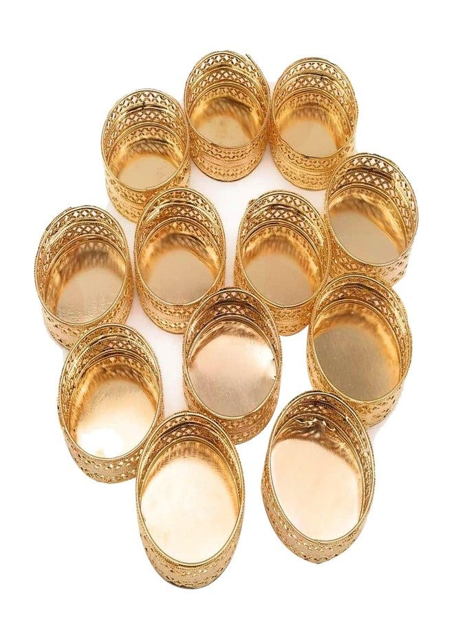 Kaameri Bazaar 12 Pcs Metal Tealight Candle Holder Round Stands for Pooja thali, Diwali Rangoli puja Room Decor, Events, Home, Living, Office Table, Diwali Decoration Indoor Outdoor Events (Bronze) - Image 1