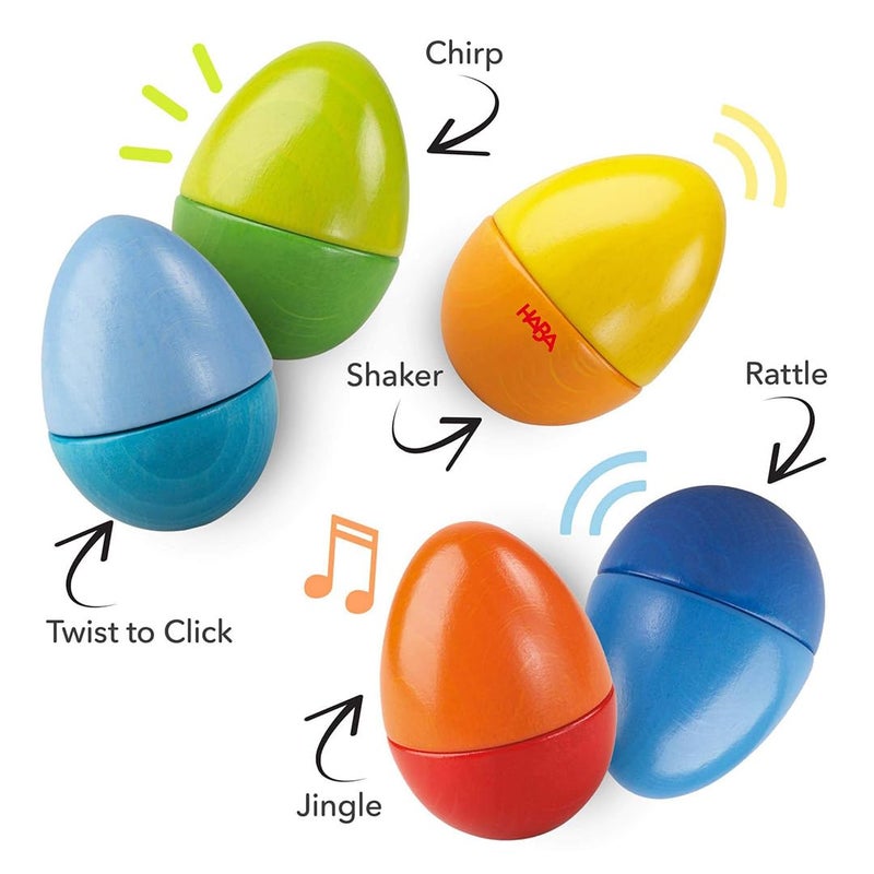 HABA Fun with Sounds Wooden Eggs - 5 Acoustic Sounds, Made in Germany, Kids Musical Instruments, Toddler Sensory Toys Montessori Toys for 2 yrs+ - Image 2