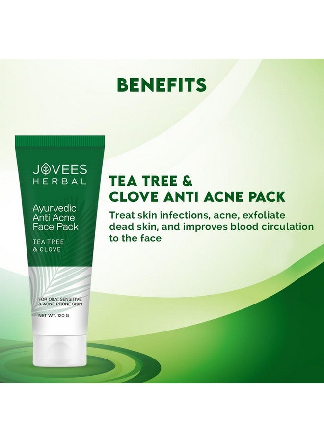 Jovees Herbal Tea Tree & Clove Anti Acne Pack | For Oily, Sensitive and Acne Prone skin 120g - Image 4