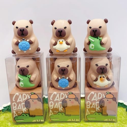 MOZXIRZ 3 Pcs Cute Pencil Sharpener Cartoon Capybara Sharpener Small Manual Pencil Sharpener Kawaii PVC Sharpener Stationery School Office Supplies Capybara - Image 3