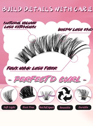 544 Pcs Lash Clusters, Lash Adhesive Glue & Lash Tweezer Set Eyelash Extensions Wispy False Eyelashes Lash Clusters DIY Eyelash Extensions Individual False Eyelashes for Women - view 3