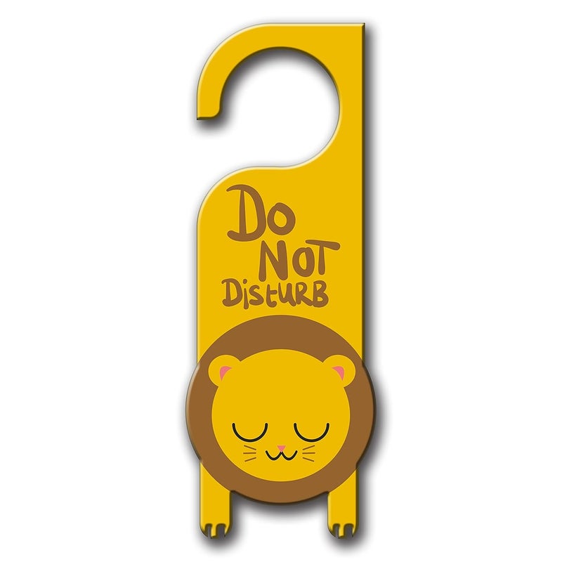 Yey Door Hanger Do Not Disturb Cute Lion Shape - Door Sign/Door Knob Tag (Pack of 1, 8x3 inches, MDF Wooden Material) - Image 1