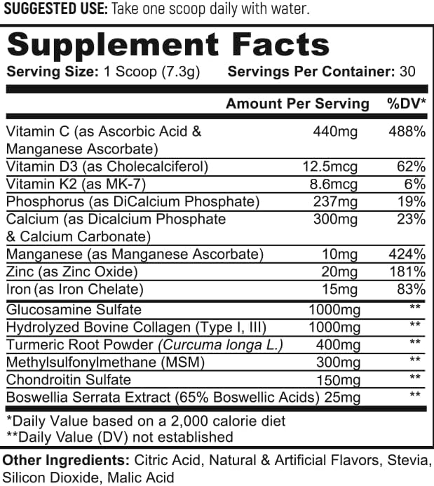 Navan Spine and Disc Osteo Bone Strength  Density Supplement Powder with Calcium Phosphorus Vitamin D Glucosamine Chondroitin MSM  Turmeric by Clinical Experts - Image 2