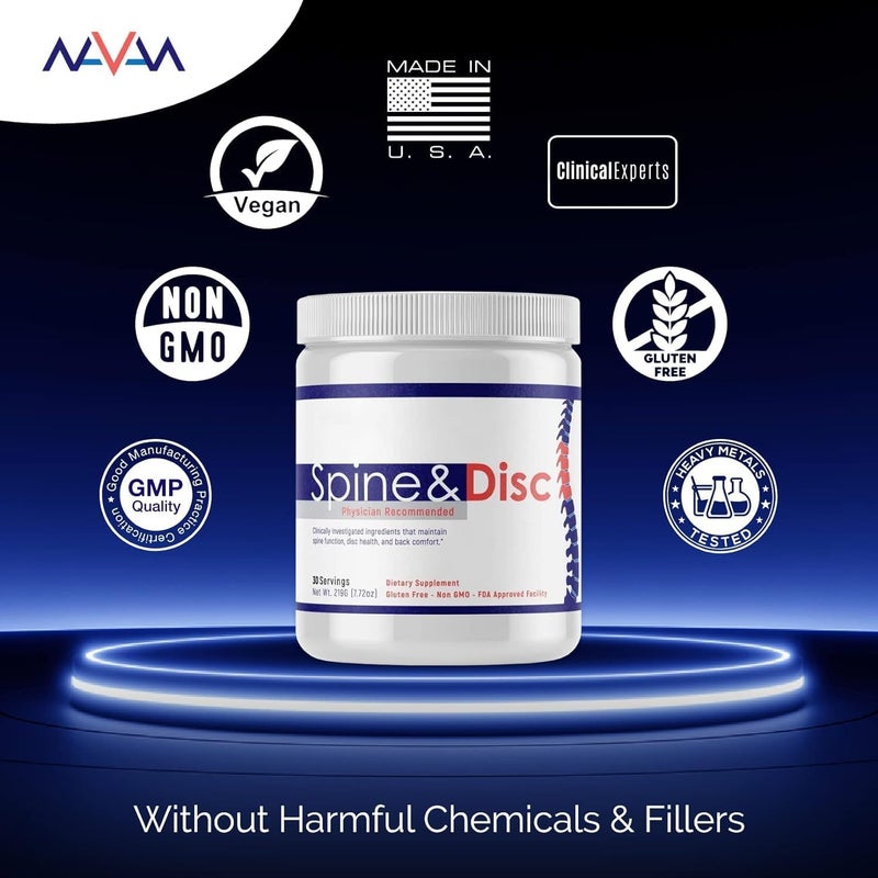 Navan Spine and Disc Osteo Bone Strength  Density Supplement Powder with Calcium Phosphorus Vitamin D Glucosamine Chondroitin MSM  Turmeric by Clinical Experts - Image 3