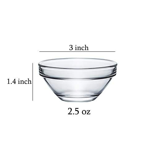 JHNIF 12pcs Clear Glass Soy Sauce Dipping Bowls Side Dishes for Snack Sushi Fruit Appetizer Dessert. 3 Inch - Image 2