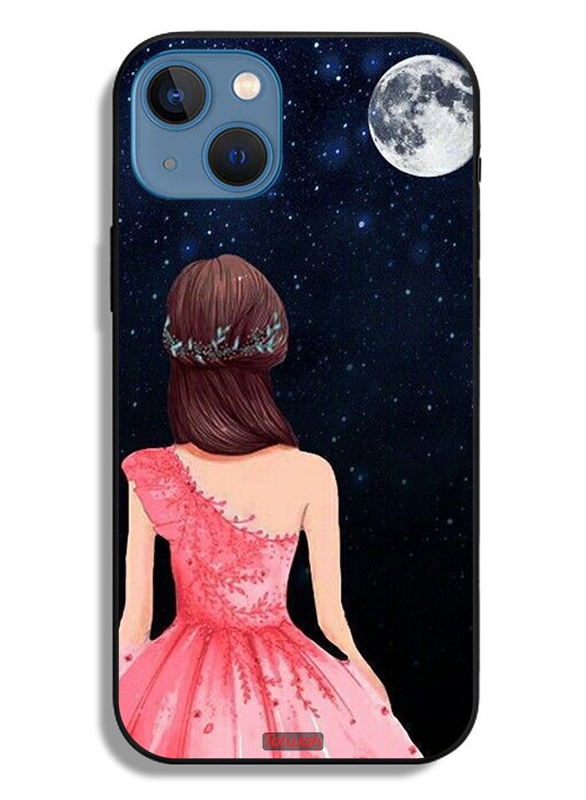 Tolwak Apple iPhone 13 Protective Case Girl And Moon Art - Image 2