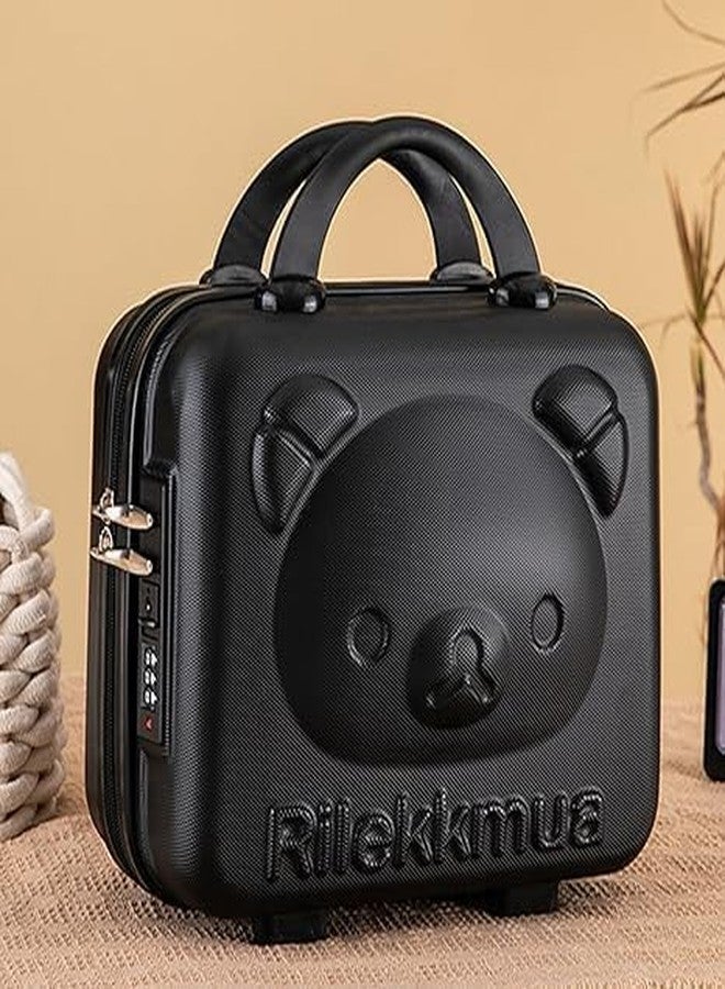 DREWIT STAR Portable Makeup Travel Case Hand Luggage, Mini ABS Carrying Makeup Case Suitcase with Elastic Band, Small Hard Shell Cosmetic Case for Travel Camping Women Girls (Black) - Image 2