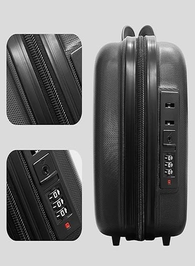 DREWIT STAR Portable Makeup Travel Case Hand Luggage, Mini ABS Carrying Makeup Case Suitcase with Elastic Band, Small Hard Shell Cosmetic Case for Travel Camping Women Girls (Black) - Image 3