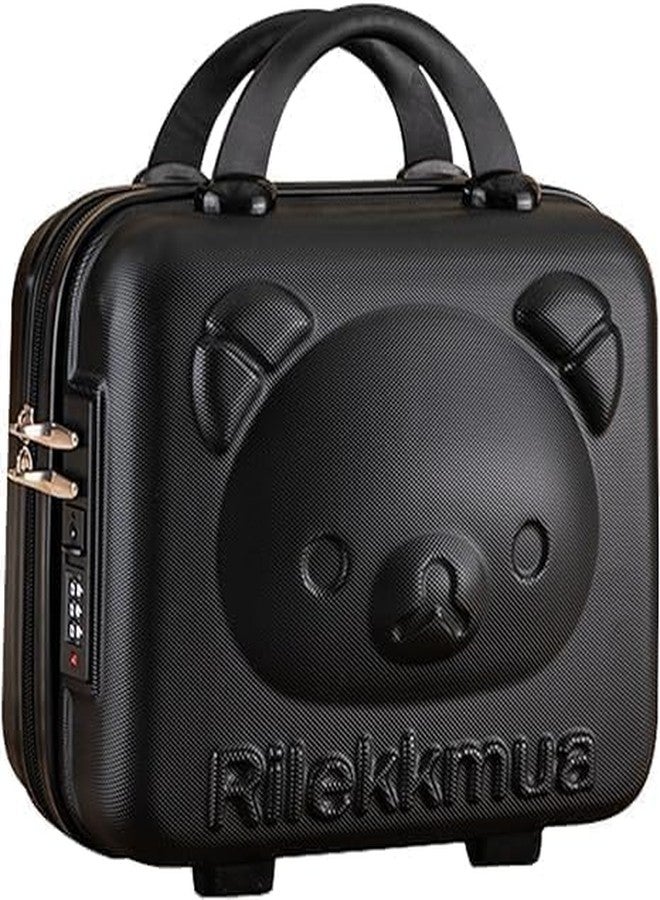 DREWIT STAR Portable Makeup Travel Case Hand Luggage, Mini ABS Carrying Makeup Case Suitcase with Elastic Band, Small Hard Shell Cosmetic Case for Travel Camping Women Girls (Black) - Image 1