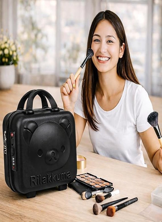 DREWIT STAR Portable Makeup Travel Case Hand Luggage, Mini ABS Carrying Makeup Case Suitcase with Elastic Band, Small Hard Shell Cosmetic Case for Travel Camping Women Girls (Black) - Image 4