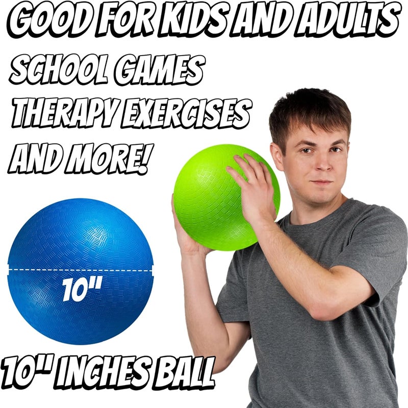 PlayBolt 10 Inch Kickball Playground Balls - (Pack of 6) Inflatable Rubber Indoor Outdoor Bouncy Balls for Adults & Kids - Dodgeballs, Kickballs, Four Square and Handballs for School, Gym, with Hand Pump - Image 3