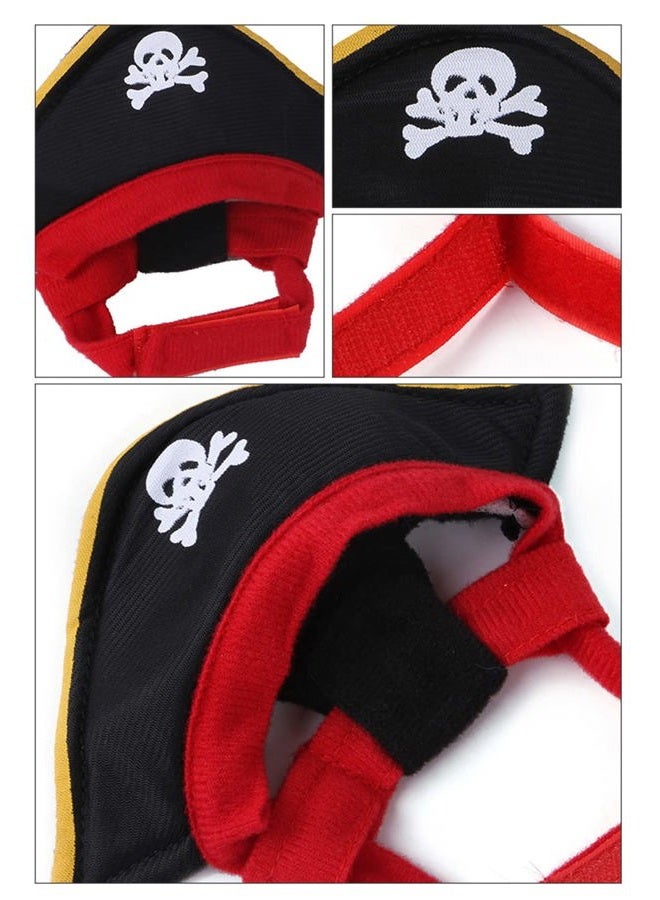 XIAOYU 3 Pieces Halloween Dog Pirate Costume Set Pet Pirate Hat Pirate Skull Triangle Bandana and Pirate Blindfold for Dog Cat Halloween Cosplay, Black - Image 4