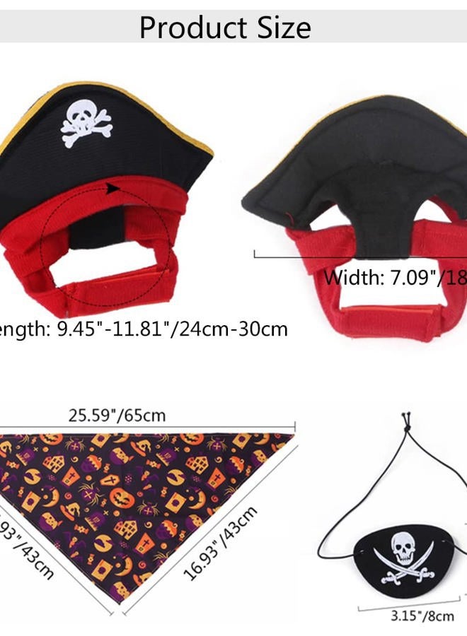 XIAOYU 3 Pieces Halloween Dog Pirate Costume Set Pet Pirate Hat Pirate Skull Triangle Bandana and Pirate Blindfold for Dog Cat Halloween Cosplay, Black - Image 5