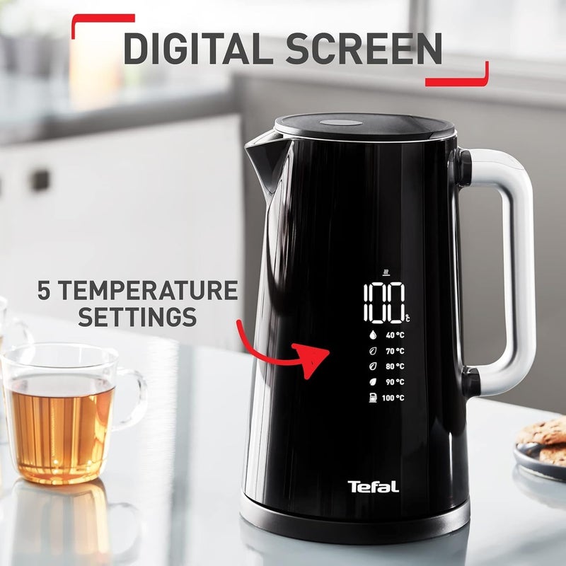 T-fal TEFAL Kettle | Smartin'Light 1.5L Digital Electric Kettle Black | 2500-3000 W | 5 Temperature Selection | 30 Min Keep Warm | Auto Off | 2 Years Warranty | ‎KO853840 - Image 5