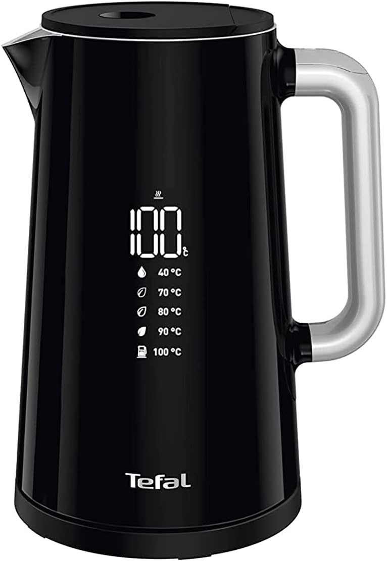 T-fal TEFAL Kettle | Smartin'Light 1.5L Digital Electric Kettle Black | 2500-3000 W | 5 Temperature Selection | 30 Min Keep Warm | Auto Off | 2 Years Warranty | ‎KO853840 - Image 1