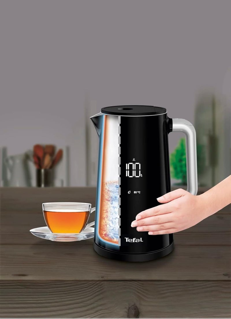 T-fal TEFAL Kettle | Smartin'Light 1.5L Digital Electric Kettle Black | 2500-3000 W | 5 Temperature Selection | 30 Min Keep Warm | Auto Off | 2 Years Warranty | ‎KO853840 - Image 3