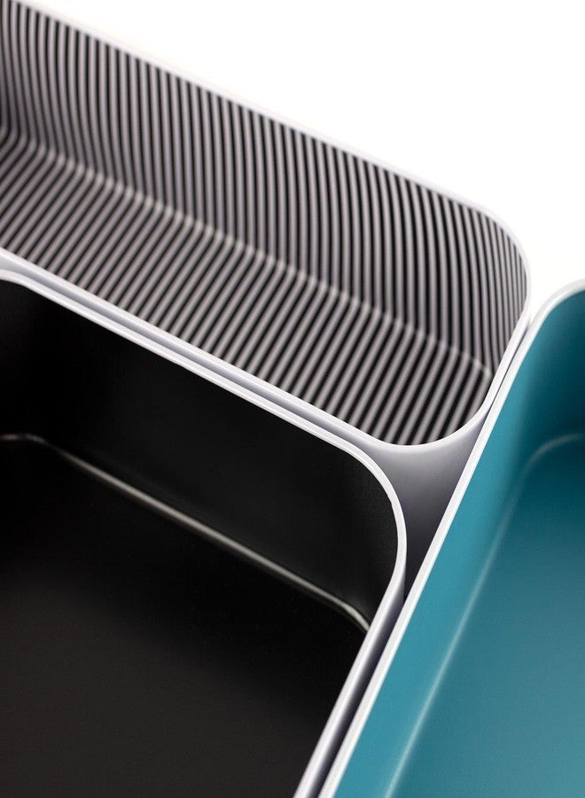 Three by Three Seattle 5 Piece Metal Organizer Tray Set for Storing Makeup, Stationery, Utensils, and More in Office Desk, Kitchen and Bathroom Drawers (2 Inch, Assorted Colors, Stripes) - Image 3