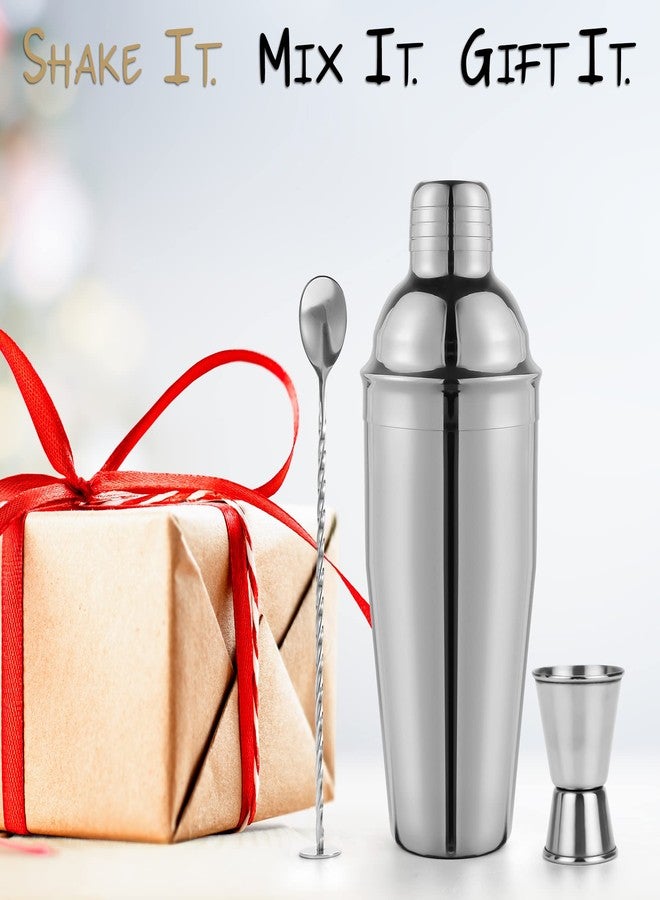 MixMate Premium Mixology Cocktail Shaker Set | 4 Piece Bar Tool Set, Silver Bar Set Cocktail Shaker Set for Drink Mixing - Includes Martini Shaker, Jigger, Bar Mixer Spoon + Free Cocktail Recipes | Gift Idea - Image 4