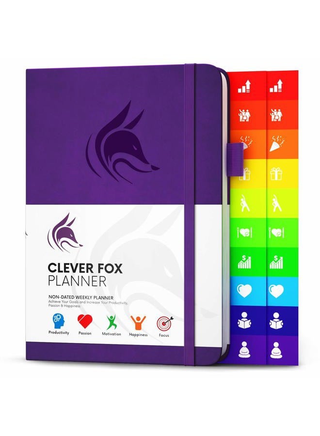 Clever Fox Planner – Undated Weekly & Monthly Planner for Productivity, Time Management & Goals – Organizer Journal – A5 (Purple) - Image 1