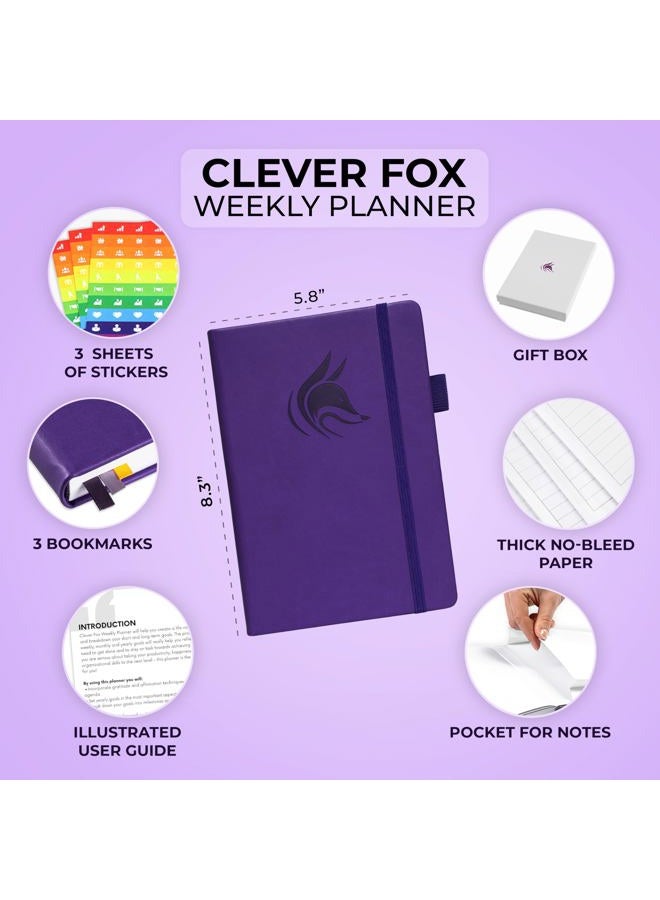 Clever Fox Planner – Undated Weekly & Monthly Planner for Productivity, Time Management & Goals – Organizer Journal – A5 (Purple) - Image 2